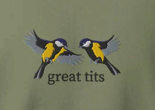 Great Tits Embroidered Sweatshirt