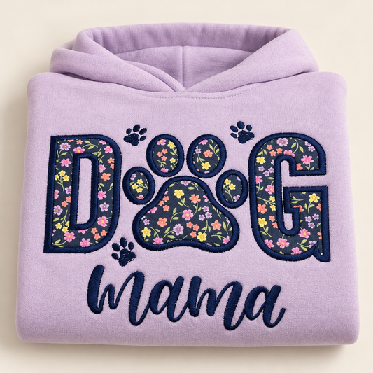 Floral Dog Mama Hoodie on an ivory background