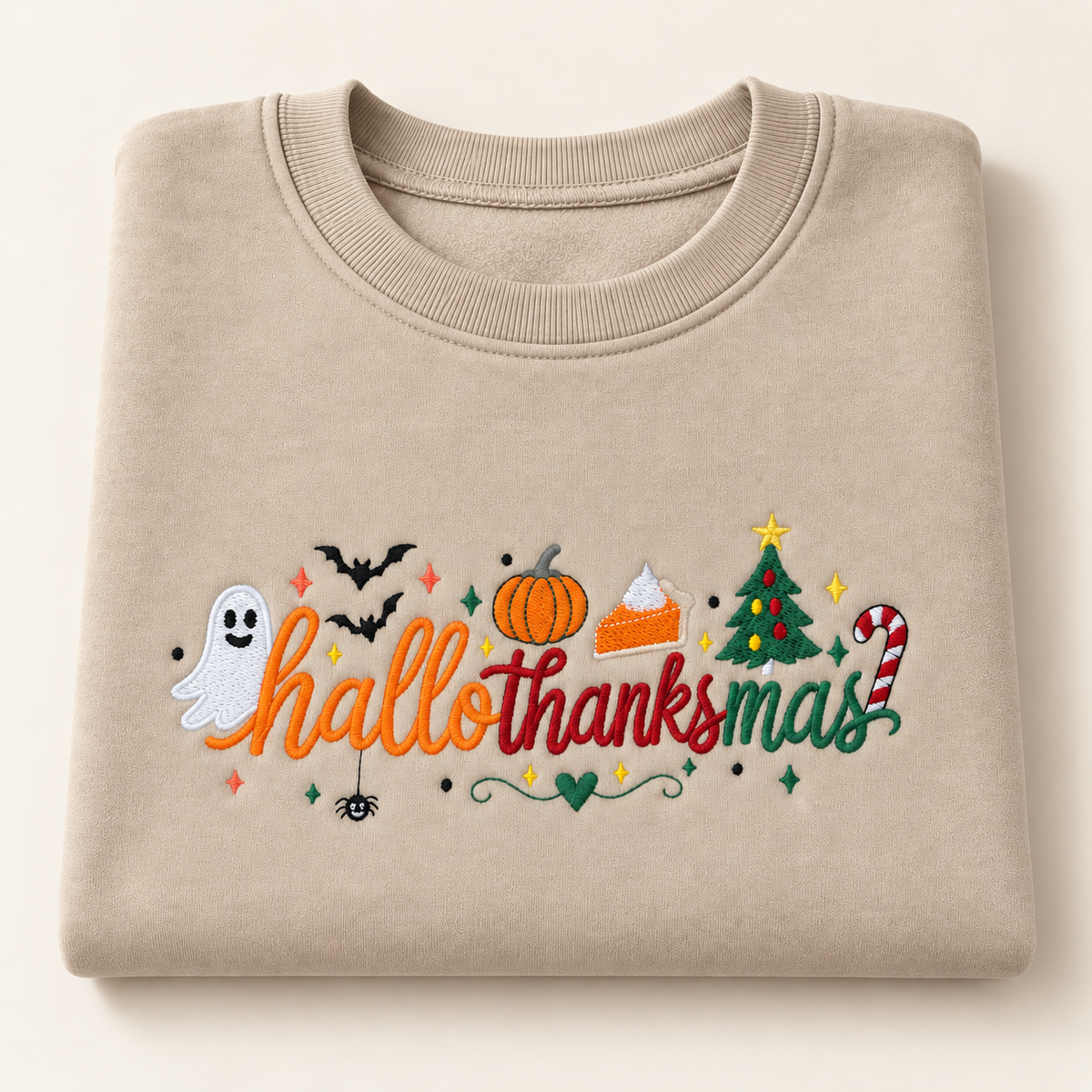 Sand Hallothanksmas embroidered crewneck colour preview