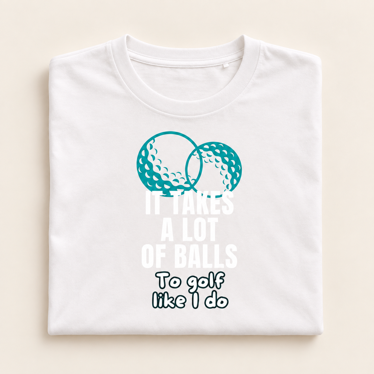 It takes balls on an ivory background