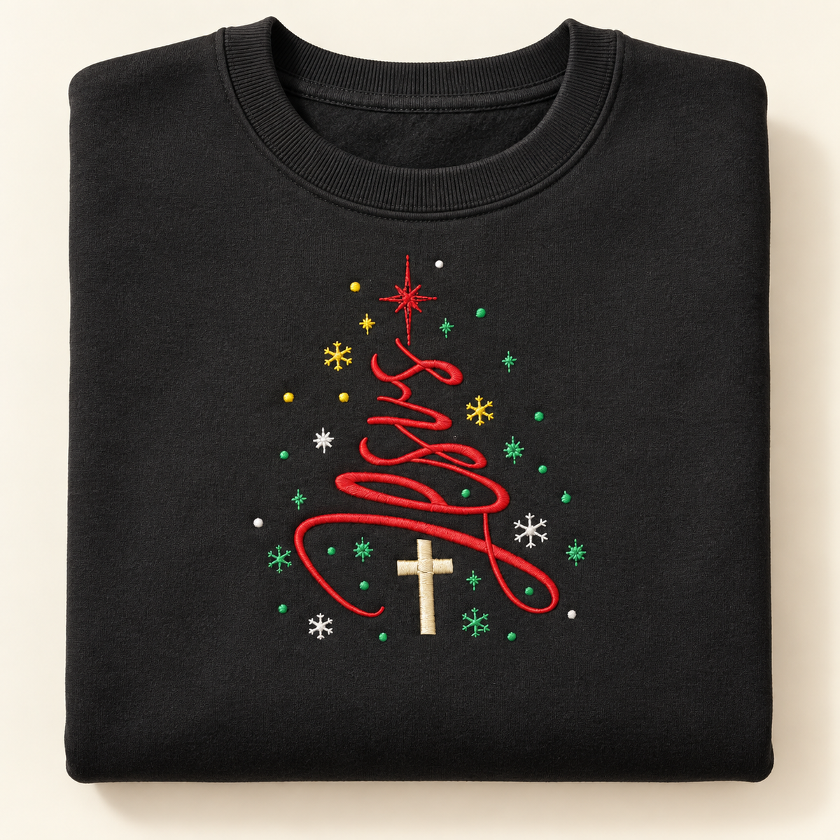 Jesus Embroidered folded product mockup
