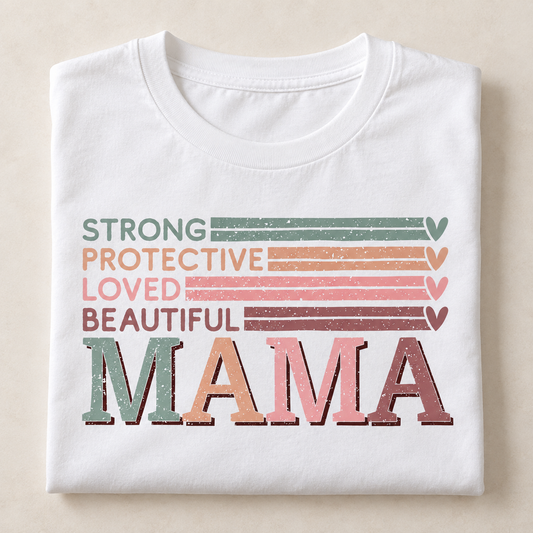 Mama Tshirt product mockup on an ivory background