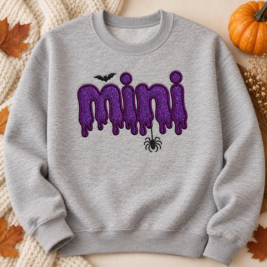 Spooky Mini embroidered youth Halloween crewneck