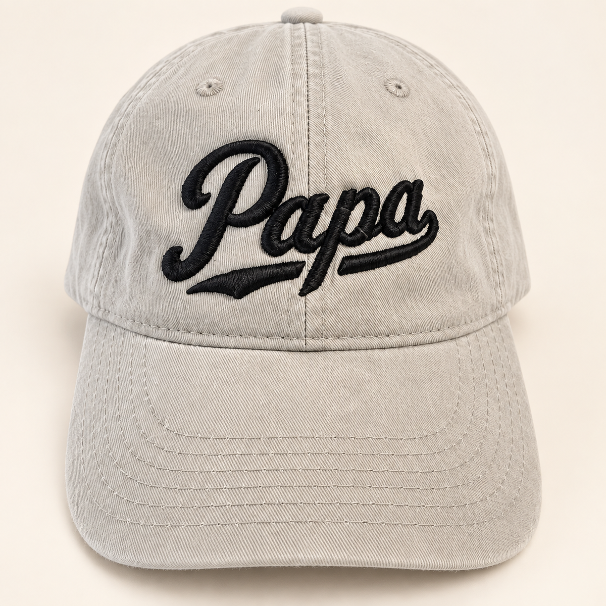 Light neutral cap with black Papa 3D puff embroidery